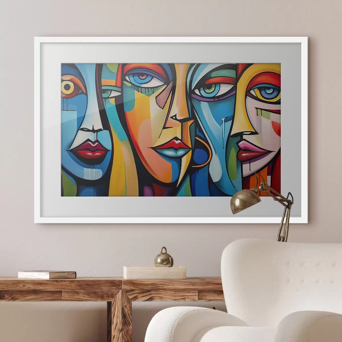 Poster Gesichter in Grundfarben f42473