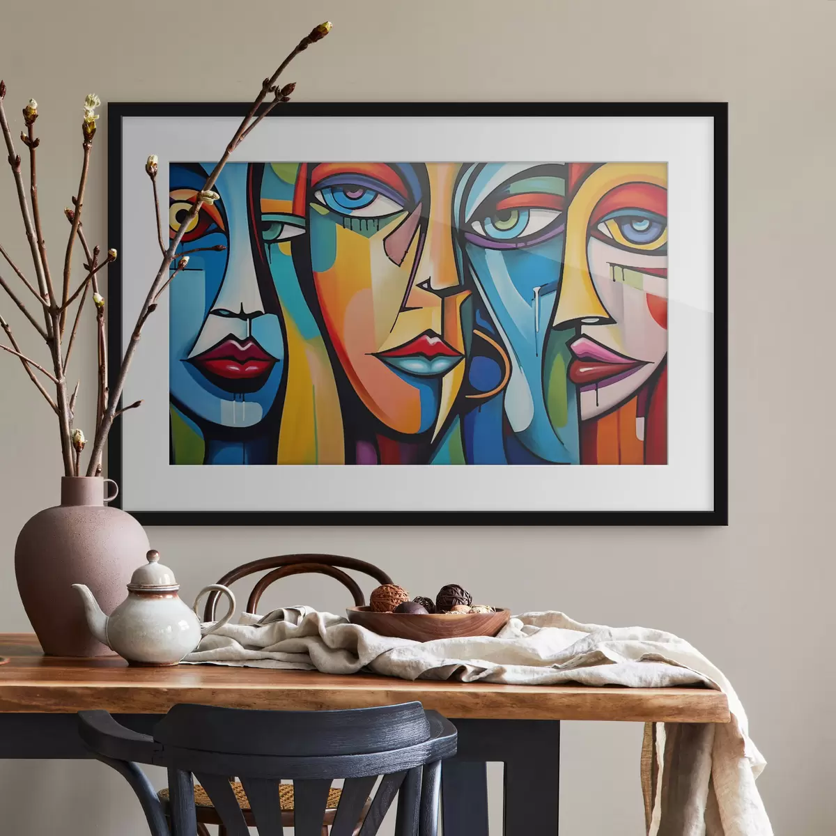 Poster Gesichter in Grundfarben f42473