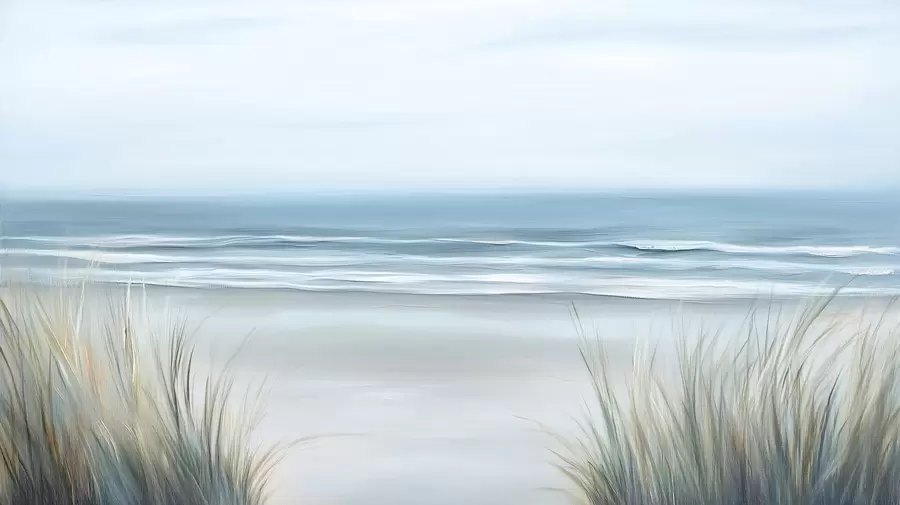 Fototapete Landschaft mit einem wilden Strand im Stil der Ölmalerei w02869