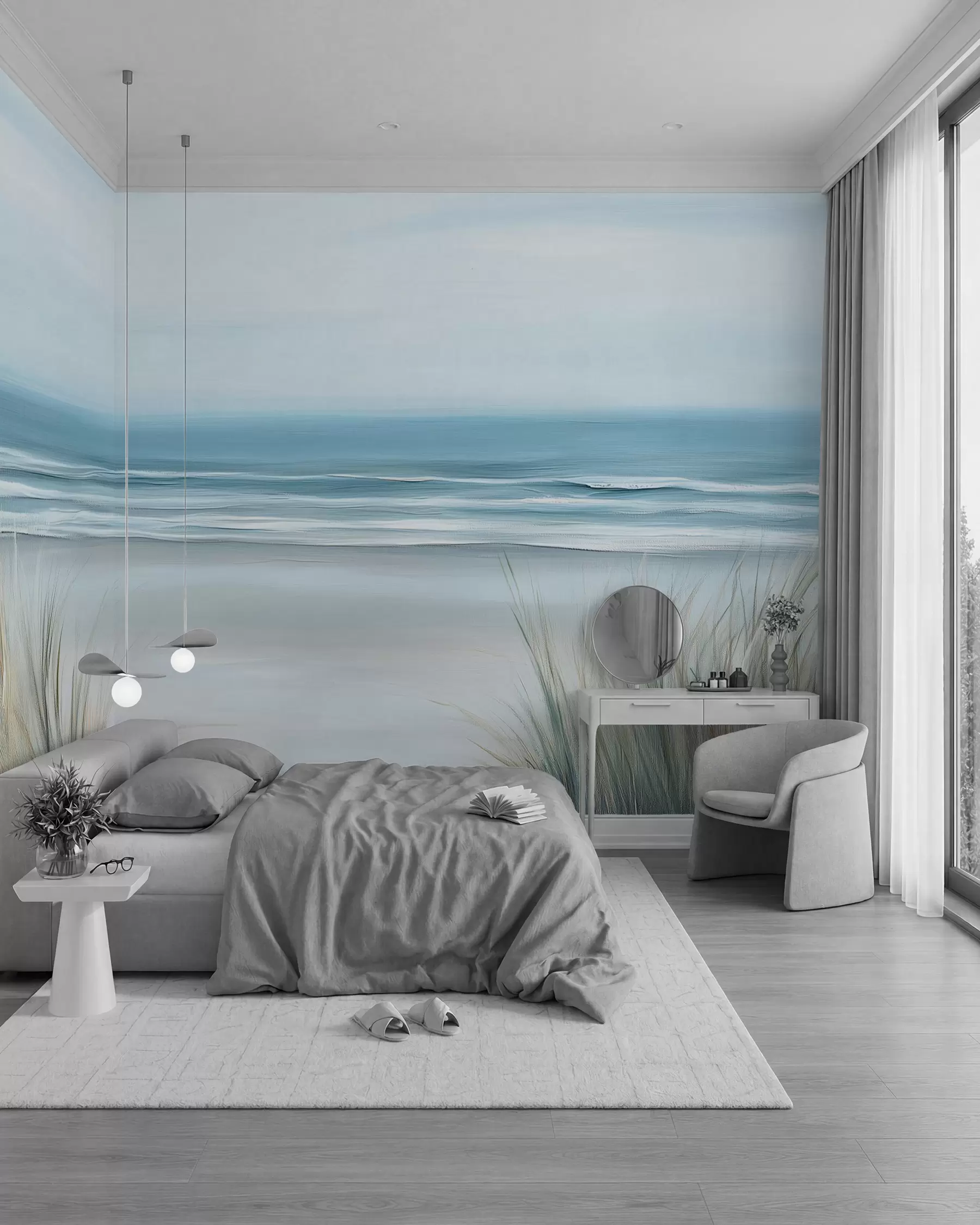 Fototapete Landschaft mit einem wilden Strand im Stil der Ölmalerei w02869