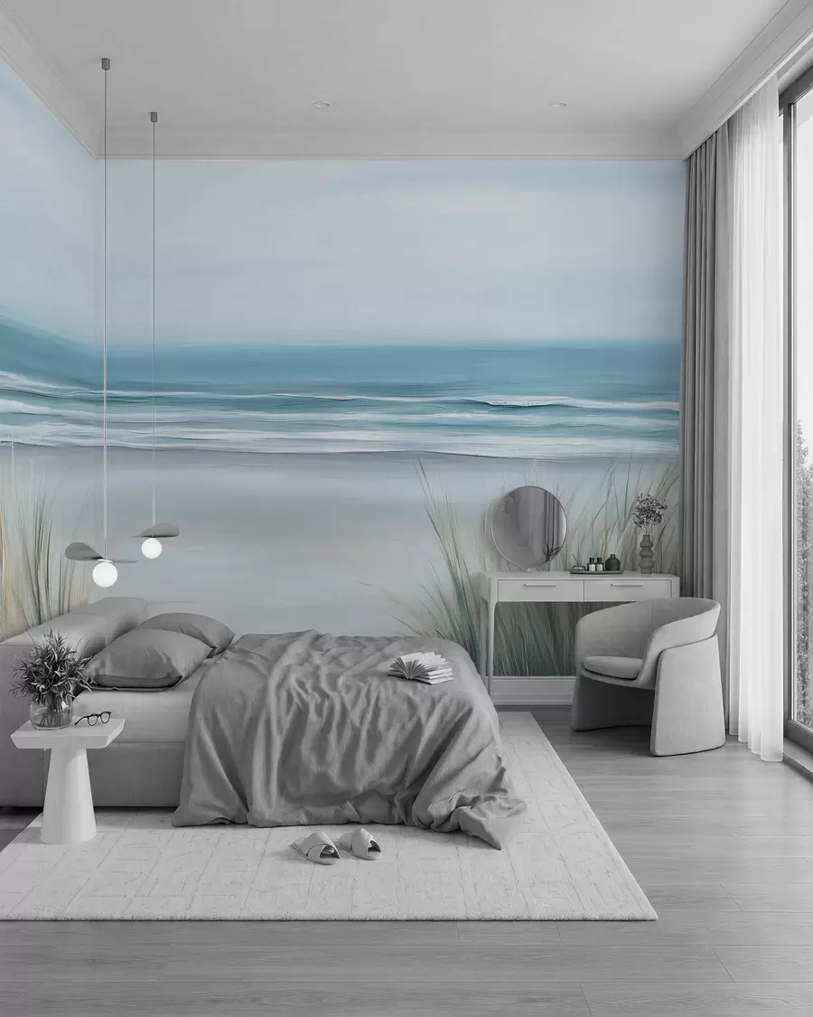 Fototapete Landschaft mit einem wilden Strand im Stil der Ölmalerei w02869