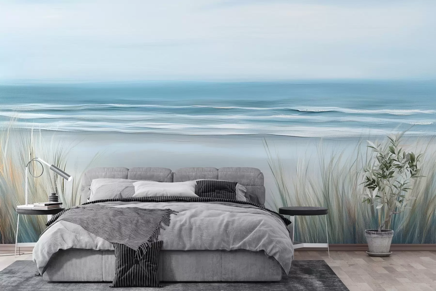 Fototapete Landschaft mit einem wilden Strand im Stil der Ölmalerei w02869