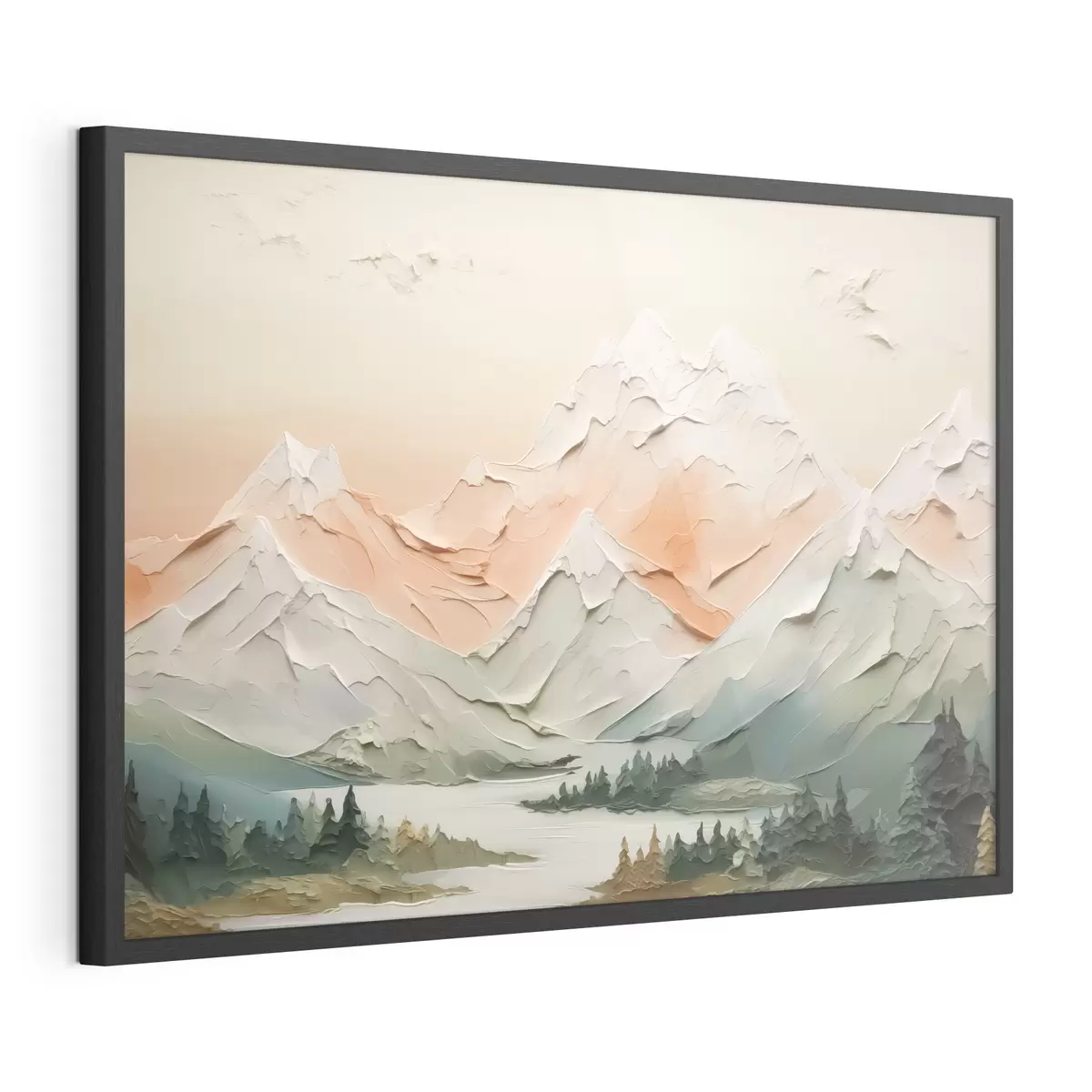 Poster Berge am Fluss Nachahmung von Pinselstrichen f42589