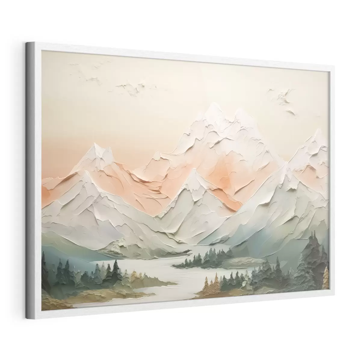 Poster Berge am Fluss Nachahmung von Pinselstrichen f42589