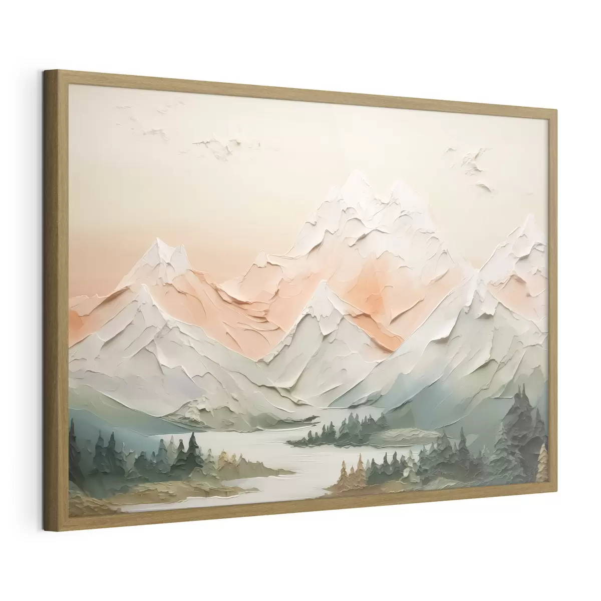 Poster Berge am Fluss Nachahmung von Pinselstrichen f42589