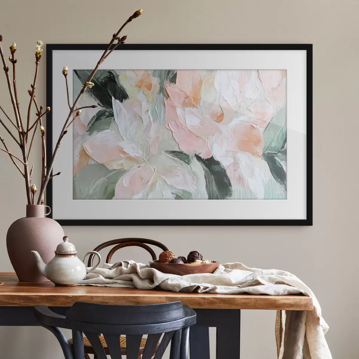 Poster Abstrakte Blumen im Stil der Ölmalerei f42601