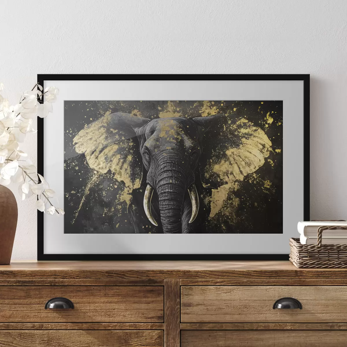 Poster Stilvoller schwarzer Elefant f42602