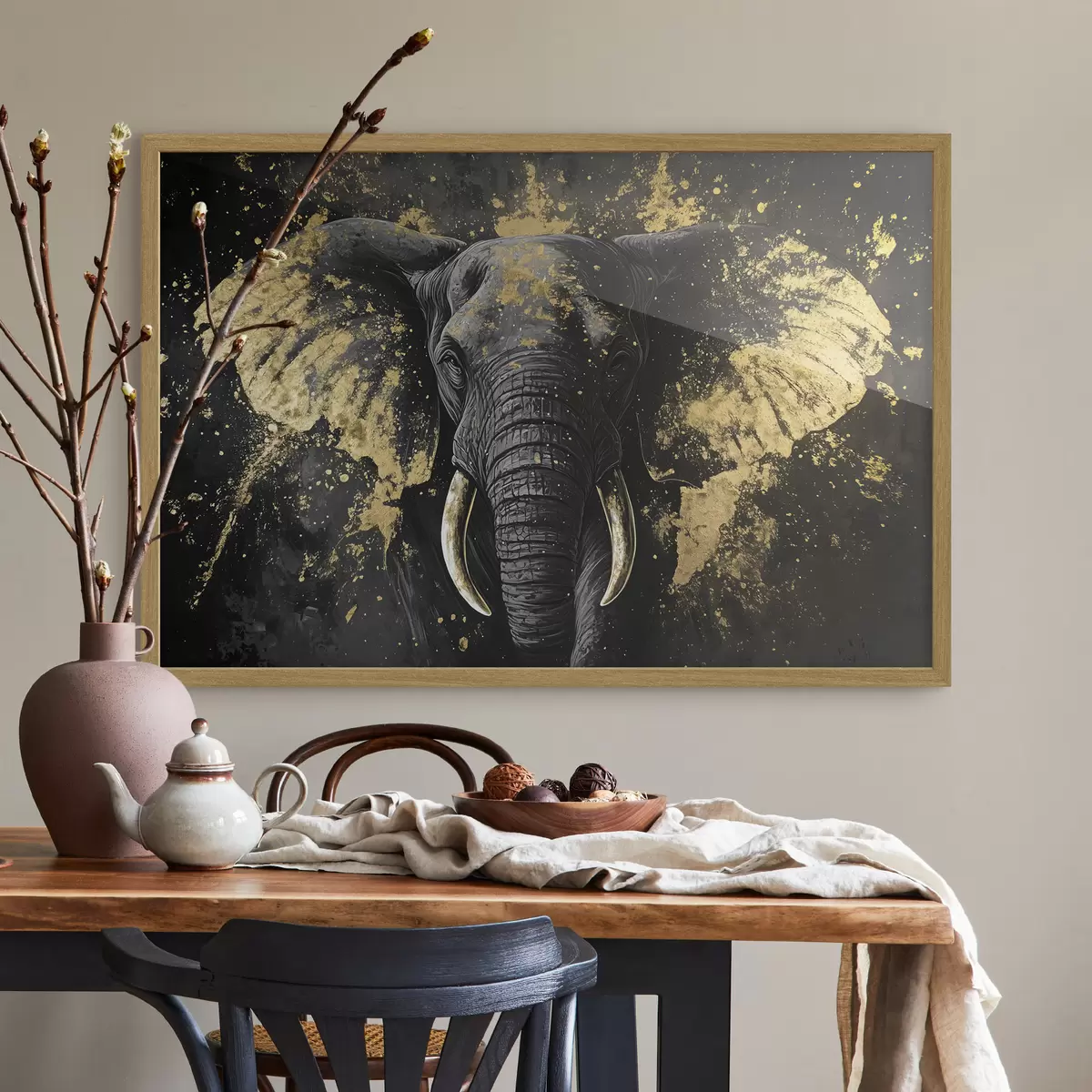 Poster Stilvoller schwarzer Elefant f42602