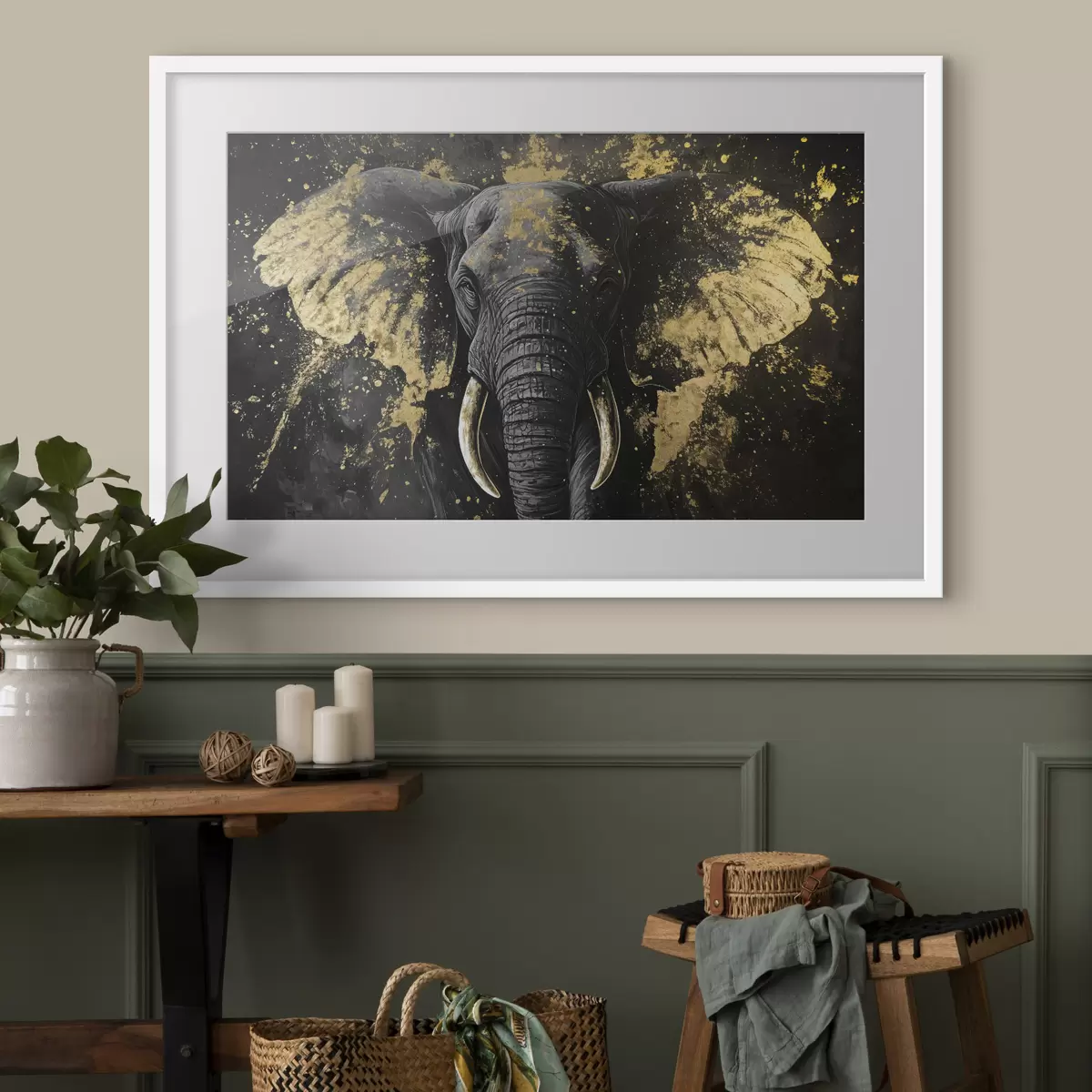 Poster Stilvoller schwarzer Elefant f42602