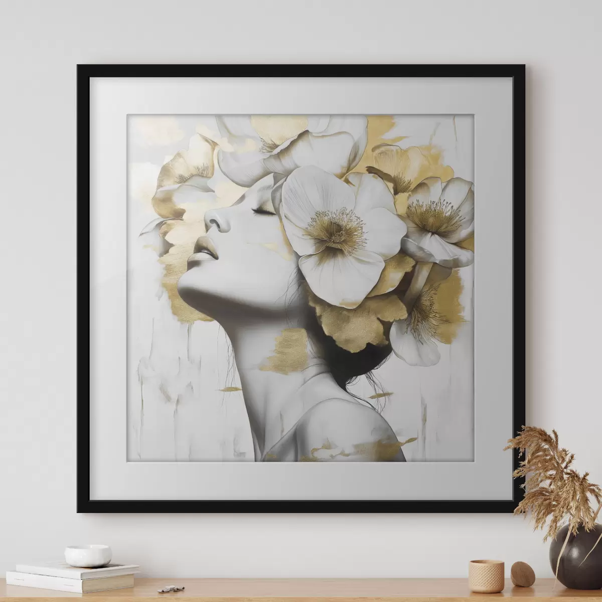 Poster Ein Mädchen mit Blumen auf dem Kopf f42606