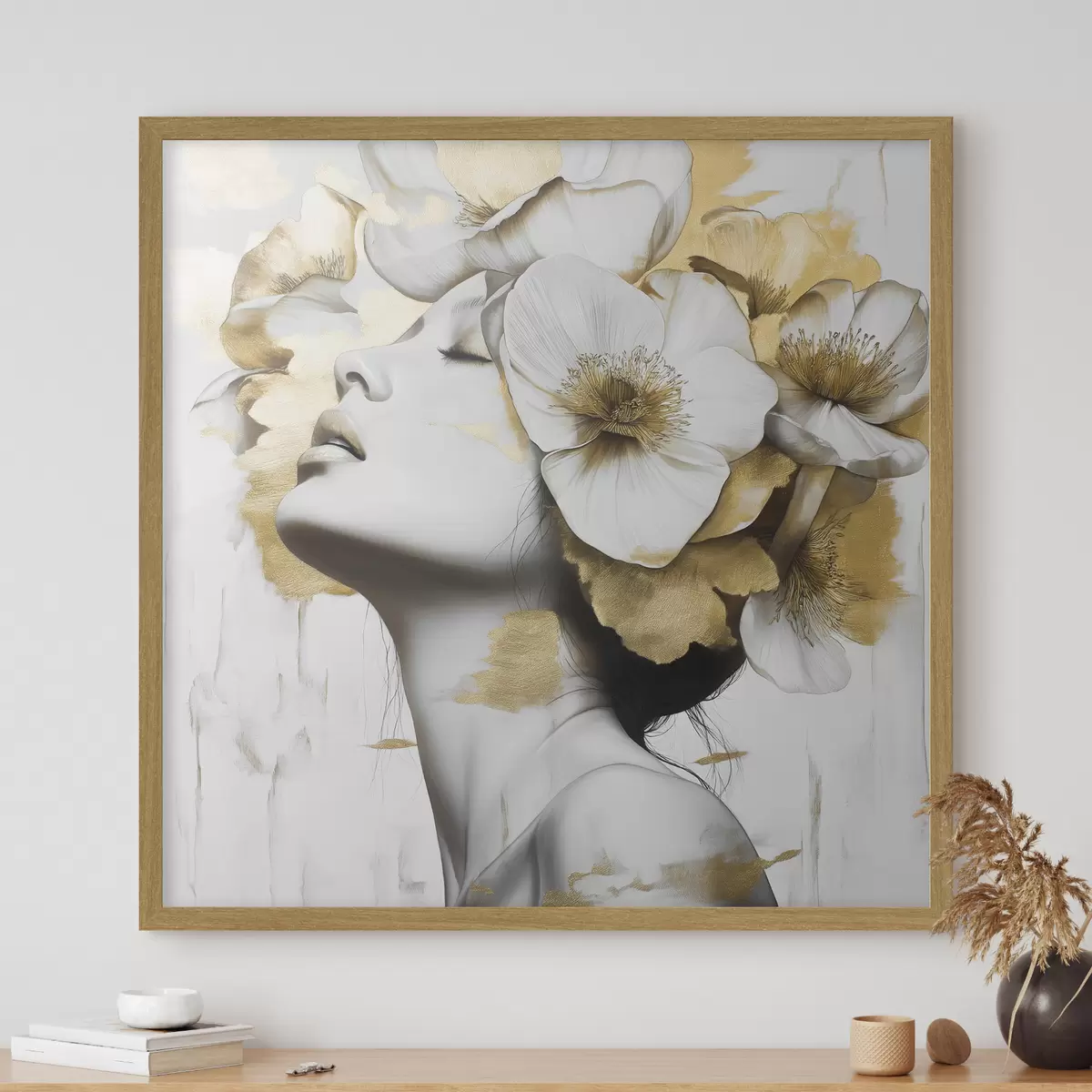 Poster Ein Mädchen mit Blumen auf dem Kopf f42606