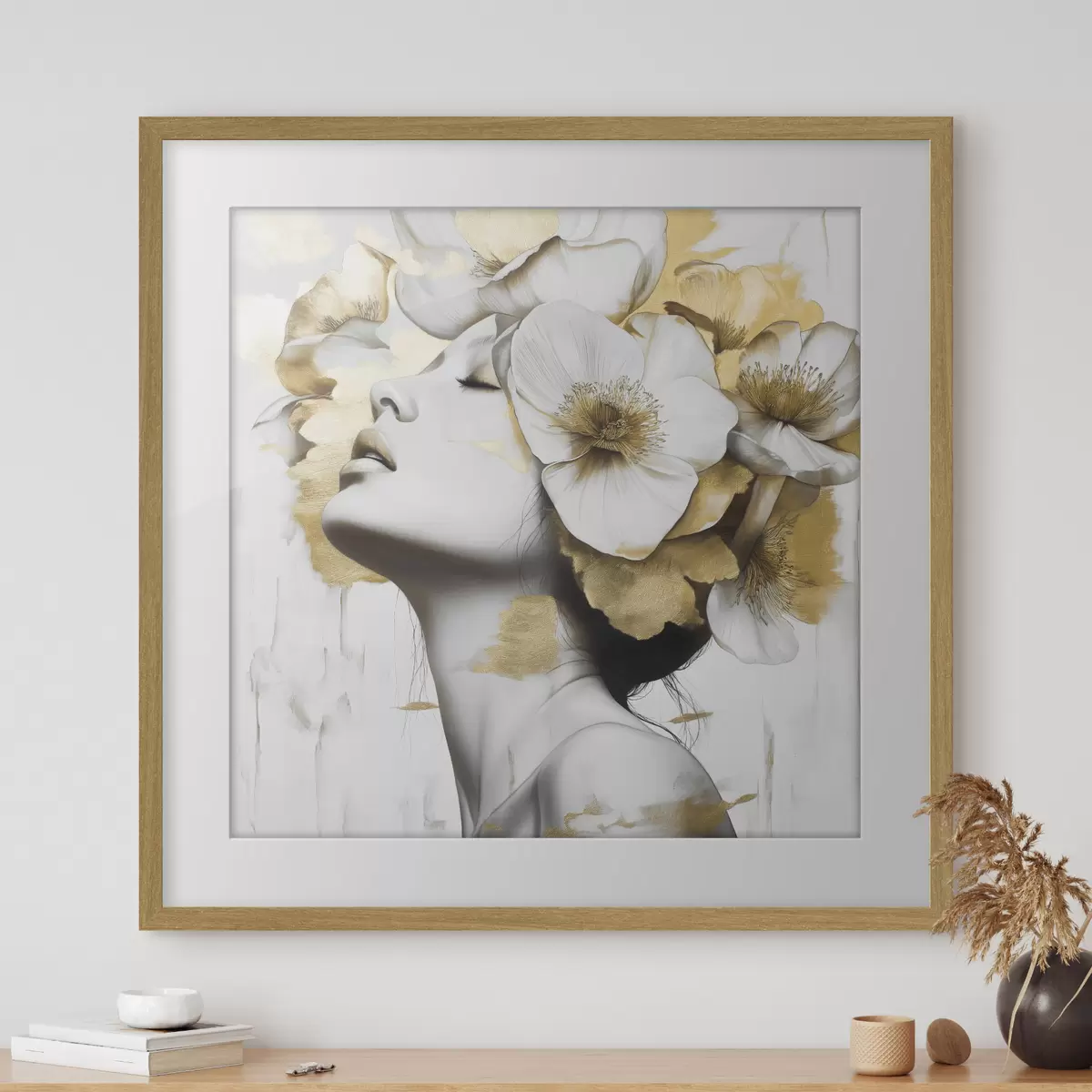Poster Ein Mädchen mit Blumen auf dem Kopf f42606