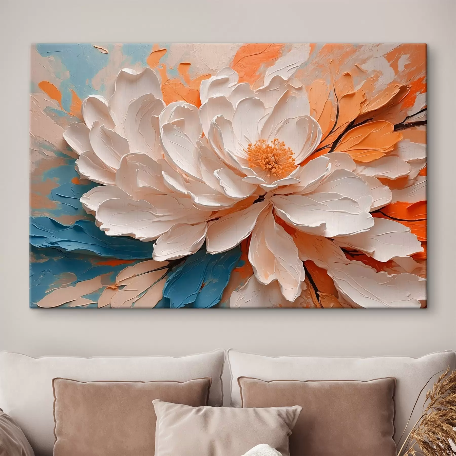 Fototapete Weiße Blume im Stil der Ölmalerei s42528