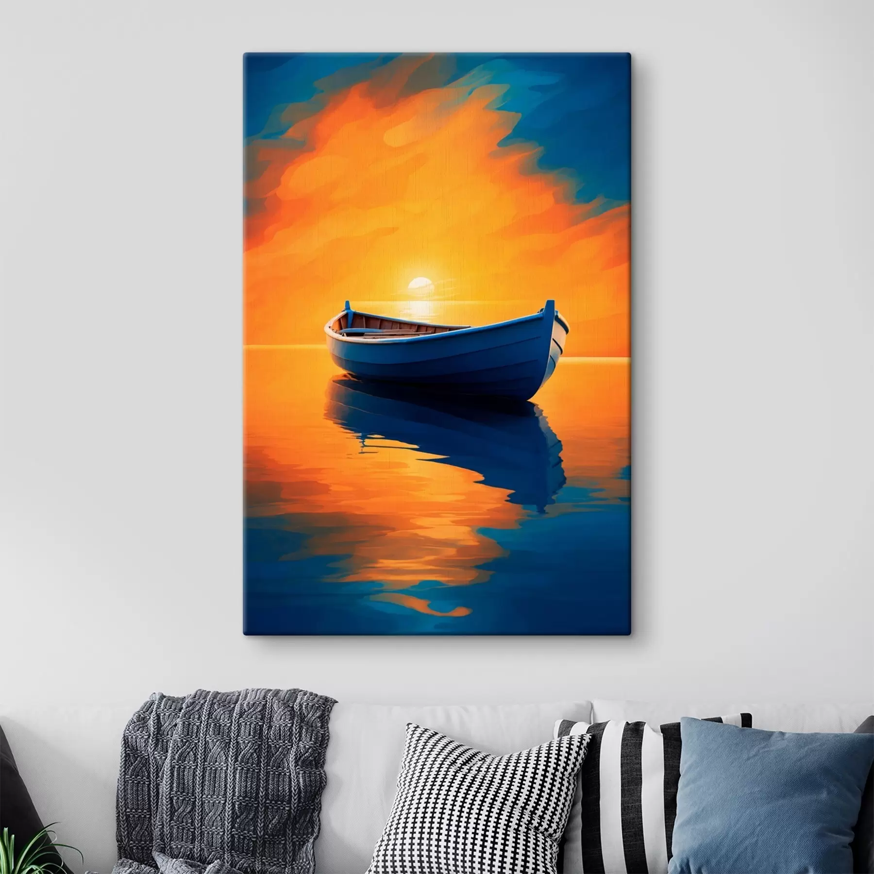 Fototapete Boot im Meer bei Sonnenuntergang s42536