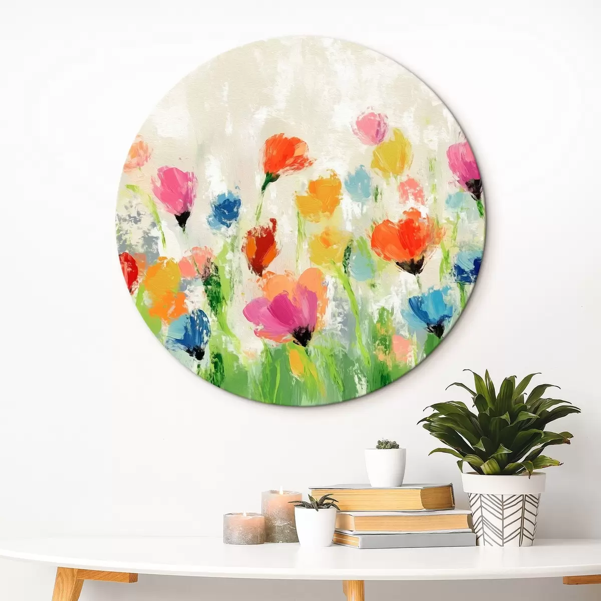 Runde Wandbilder Bunte Blumen r42631