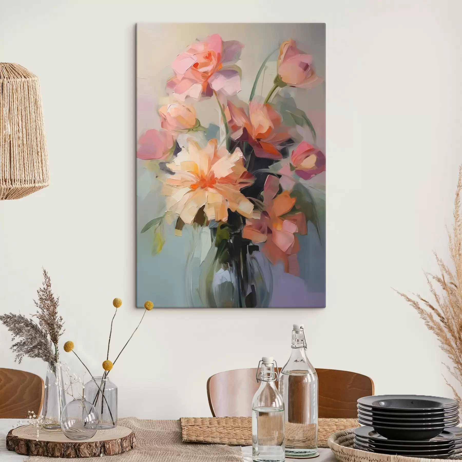 Fototapete Chrysanthemen in einer Vase Nachahmung der Malerei Striche s42745
