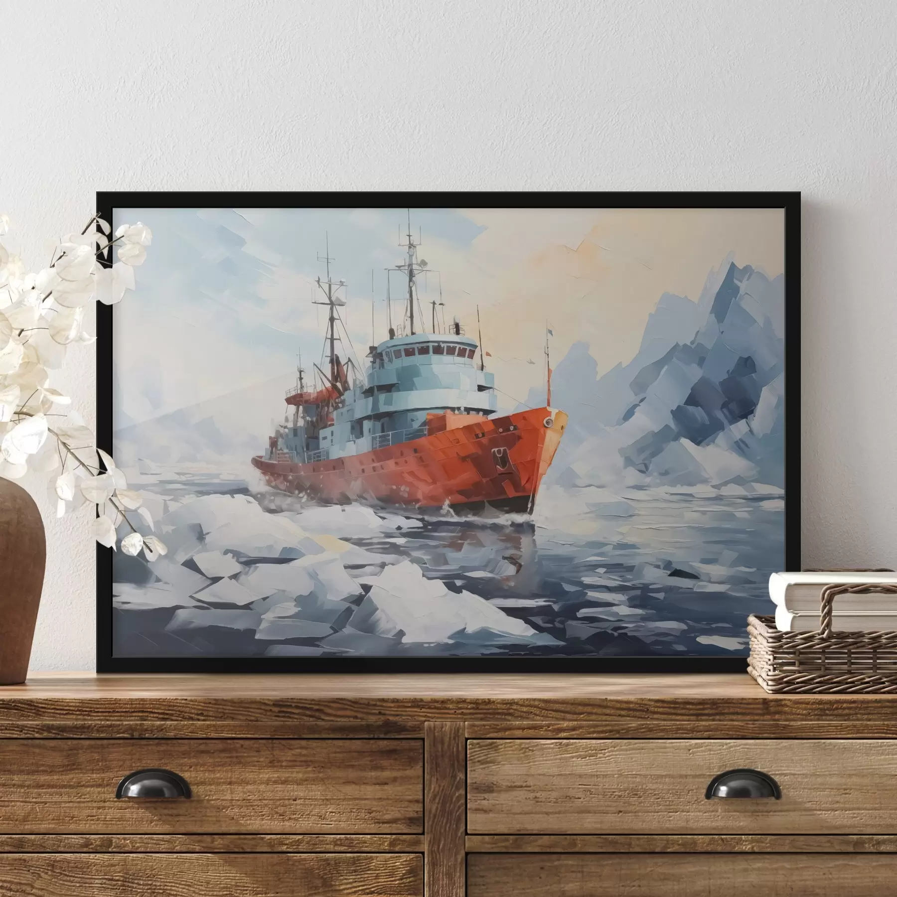 Fototapete Rotes Schiff auf dem Eis f42750