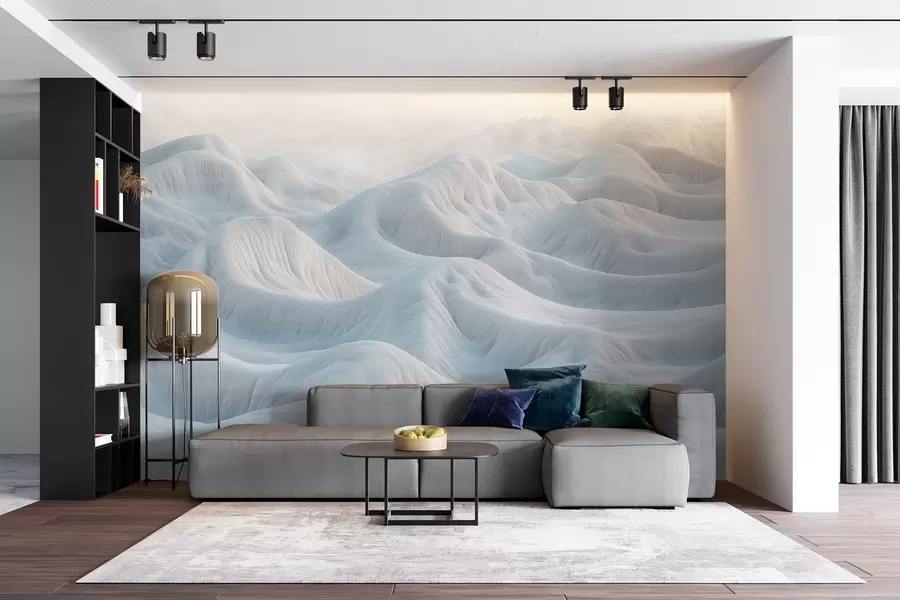 Fototapete Blaue Landschaft mit sanften Hügeln und Dünen w08693