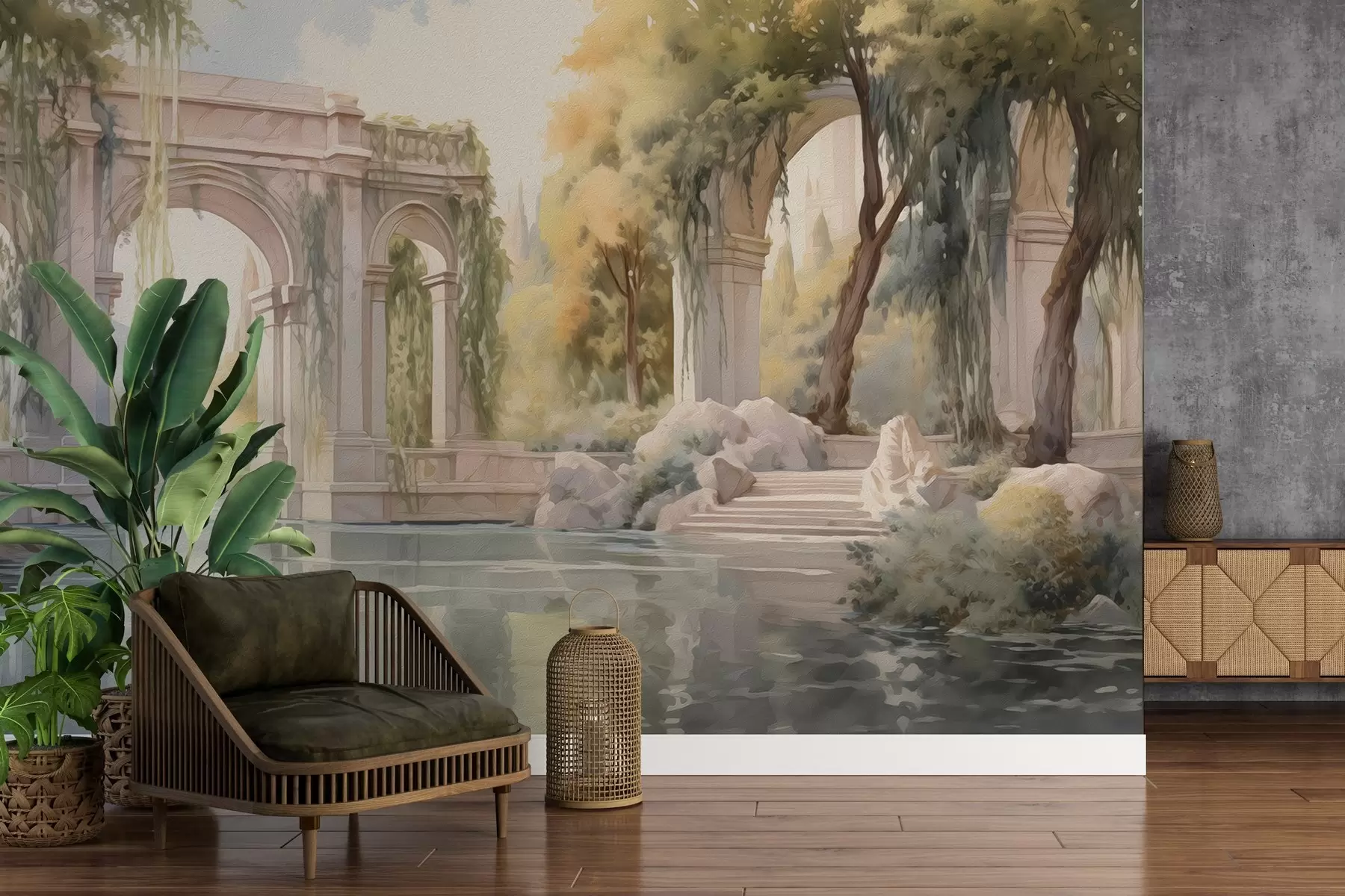 Fototapete Gemalte Landschaft im Ölstil w02989