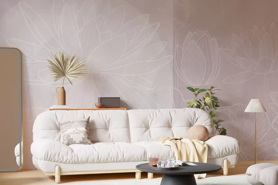 Fototapete Lotusblumen und Geometrie w03005v2