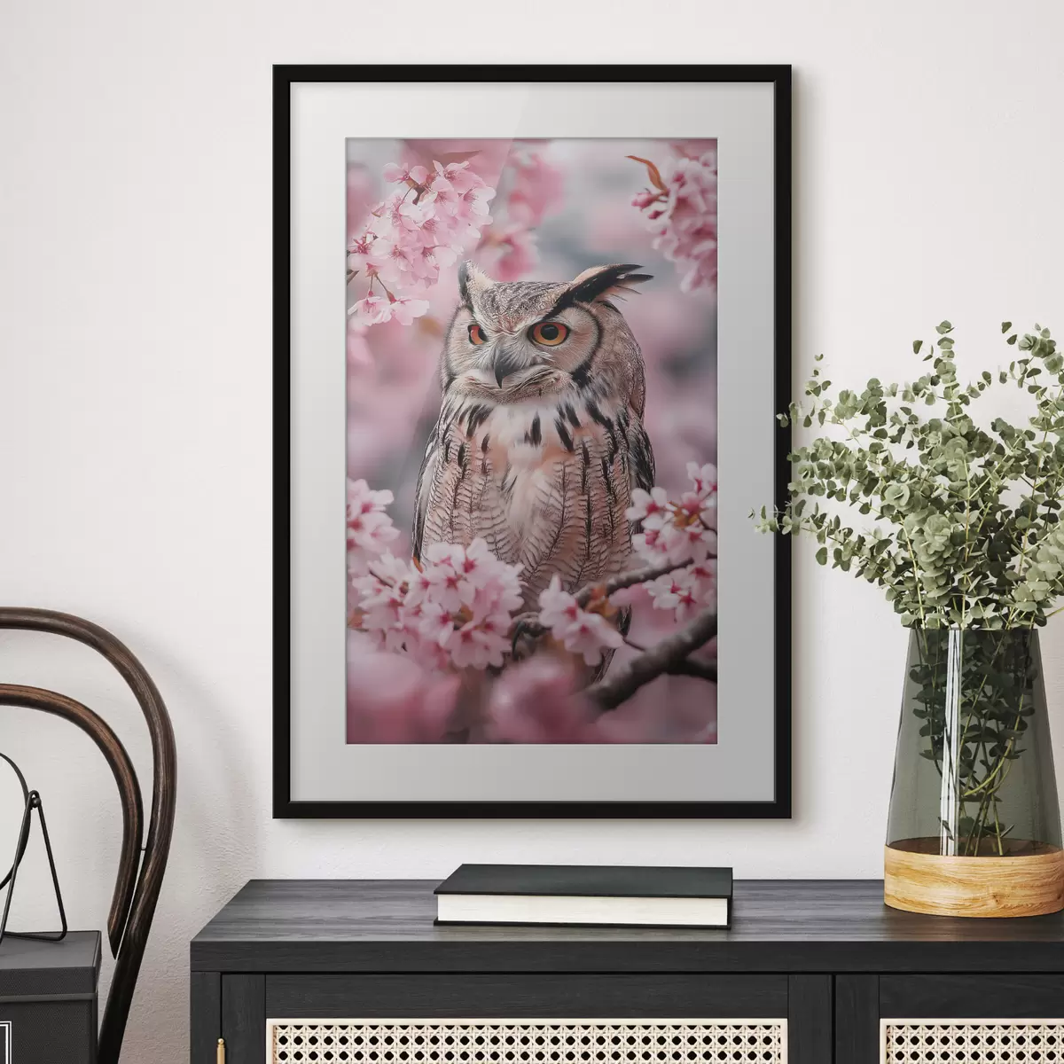 Poster Die Eule begrüßt den Frühling f42784