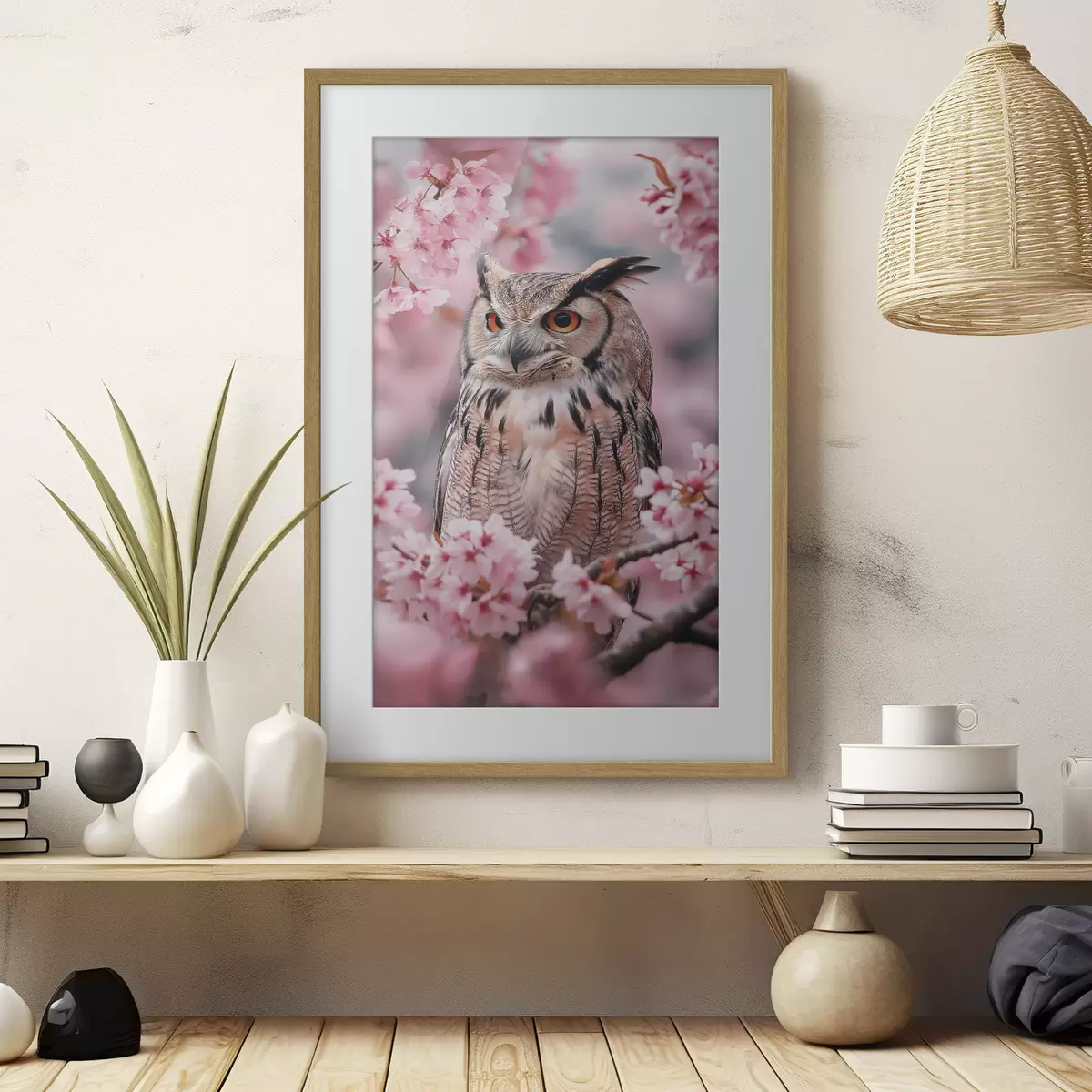 Poster Die Eule begrüßt den Frühling f42784