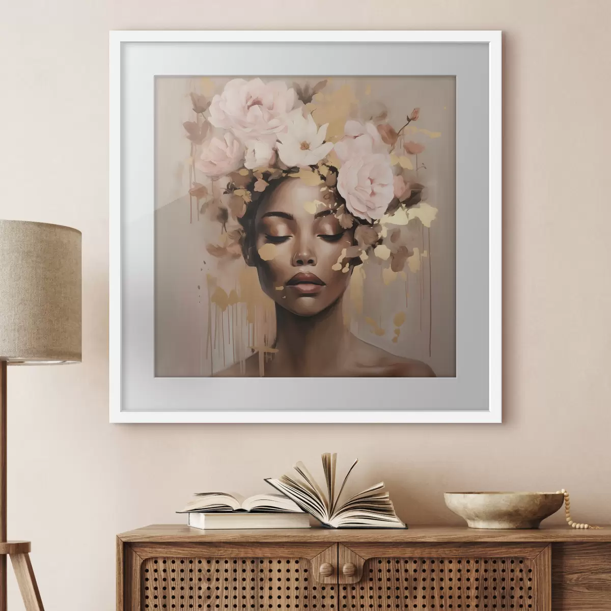 Poster Mädchen mit Blumenkrone f42814
