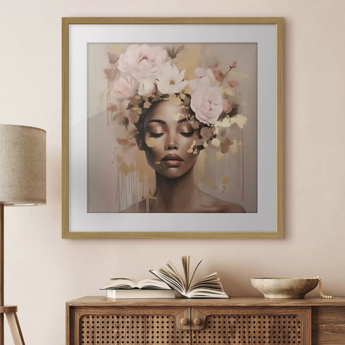 Poster Mädchen mit Blumenkrone f42814