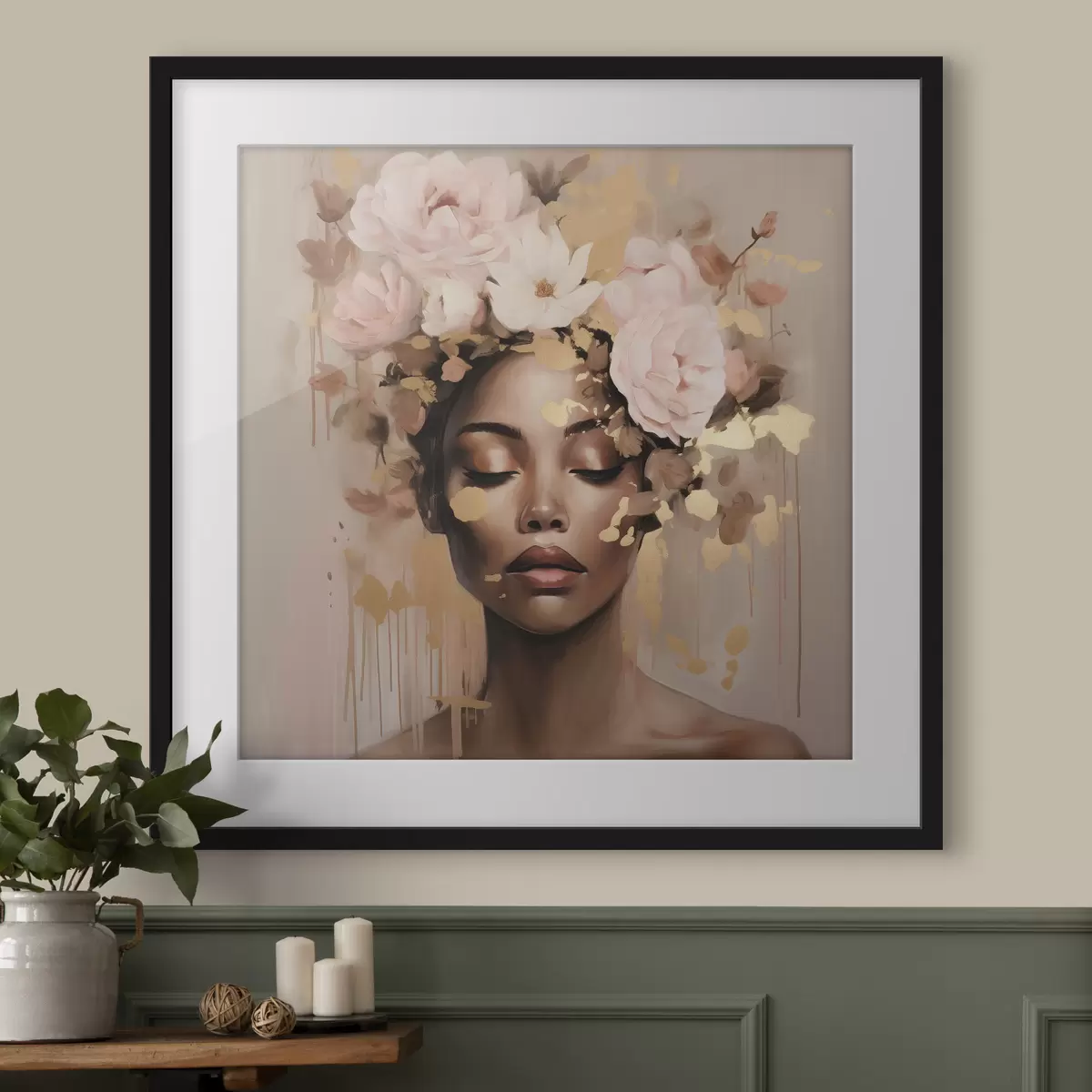 Poster Mädchen mit Blumenkrone f42814
