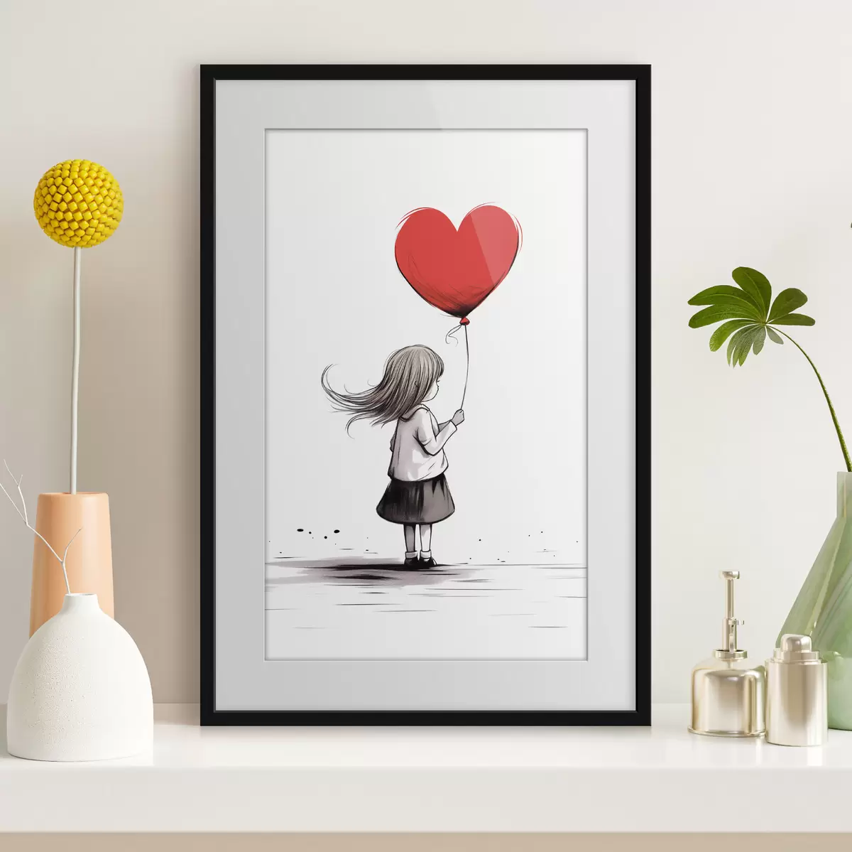 Poster Mädchen mit Luftballon f42872