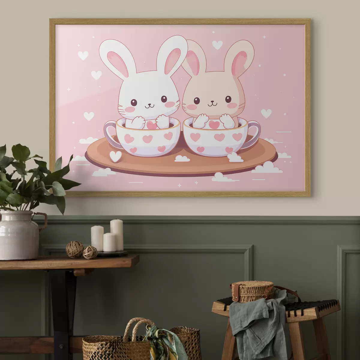 Poster Kaninchen in Tassen f42874