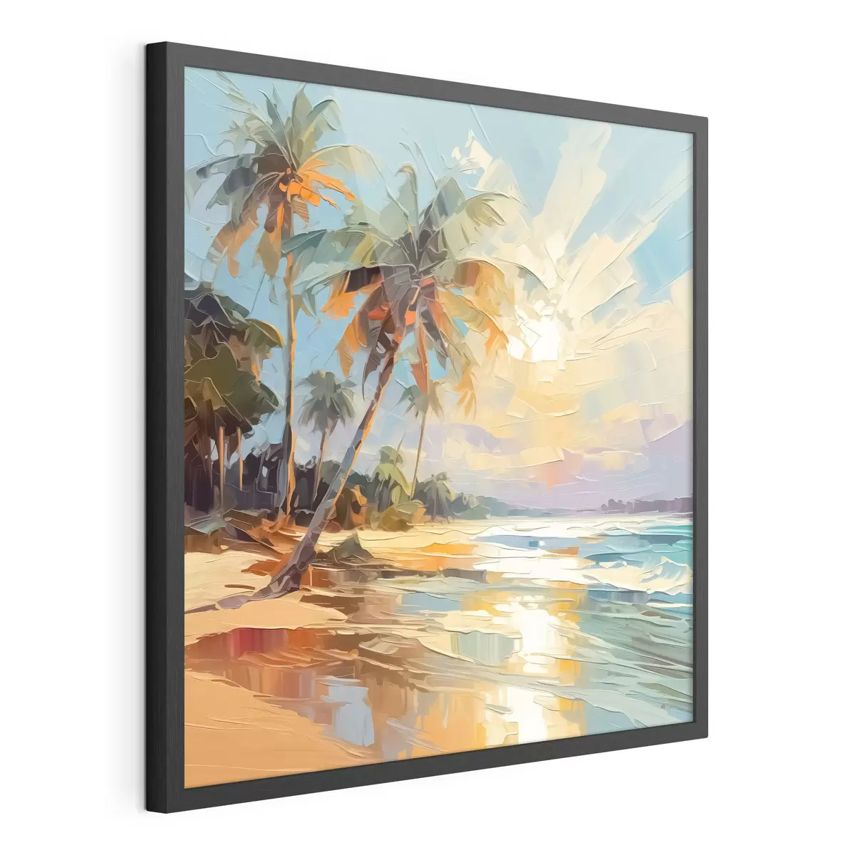 Poster Palmen am Meer Nachahmung der Malerei f42897