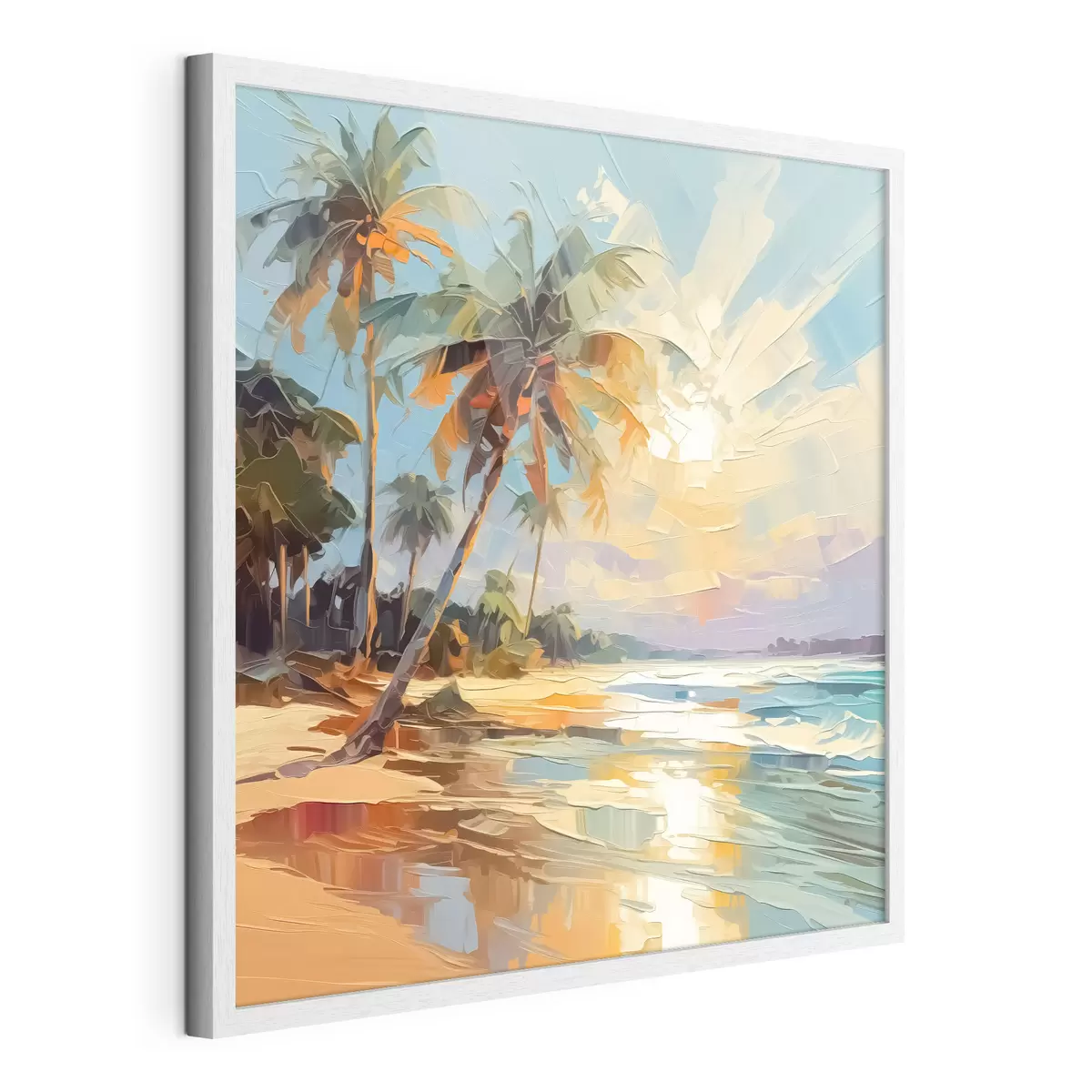Poster Palmen am Meer Nachahmung der Malerei f42897