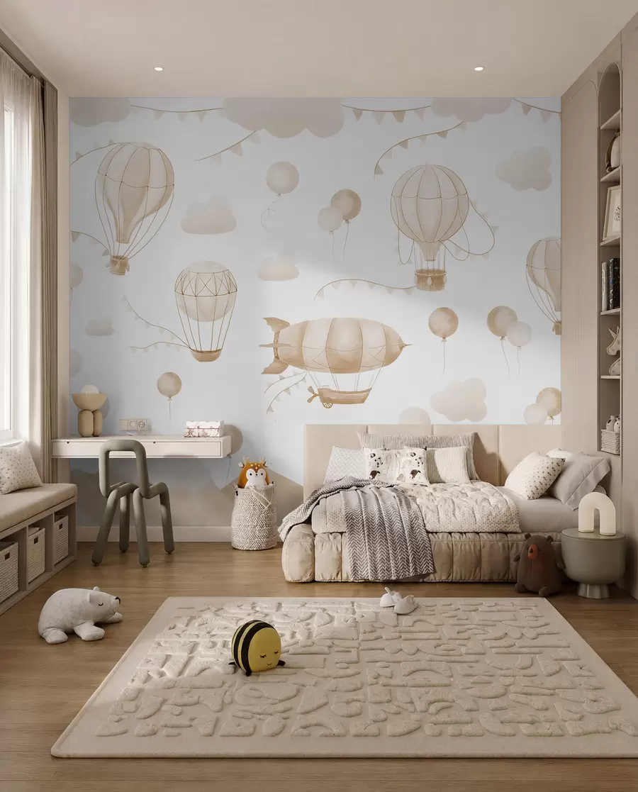 Fototapete Kinder Aquarell Design mit Luftballons w08765v4