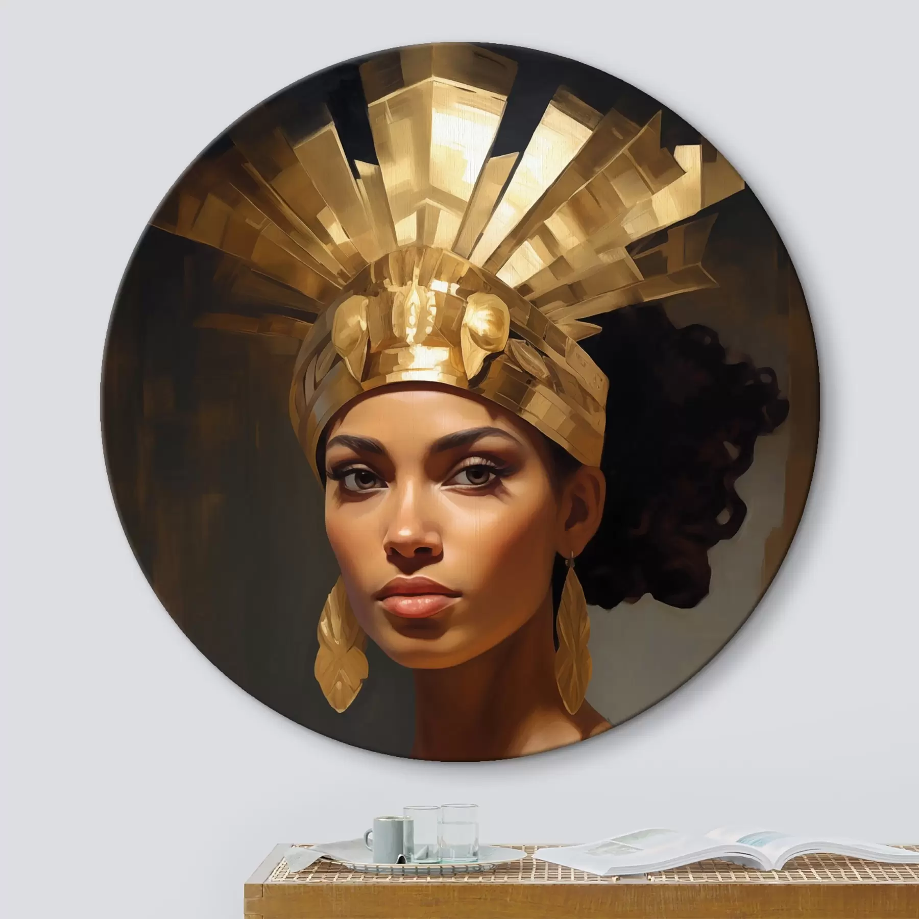 Fototapete Porträt einer Frau mit majestätischem Kopfschmuck und traditionellen Ornamenten r42931