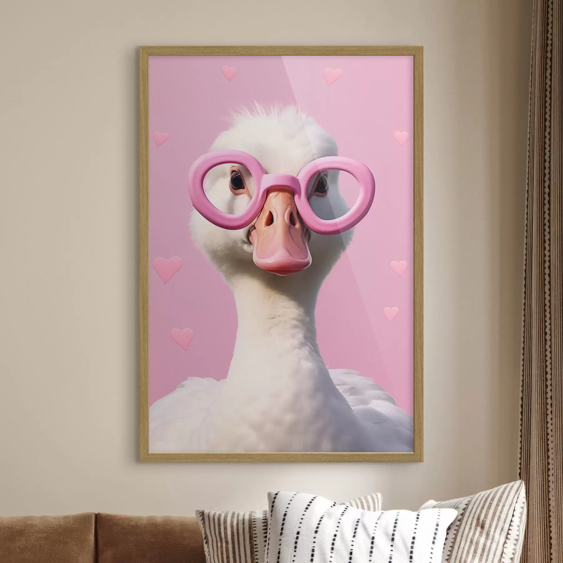 Fototapete Gans mit rosa Brille f42947