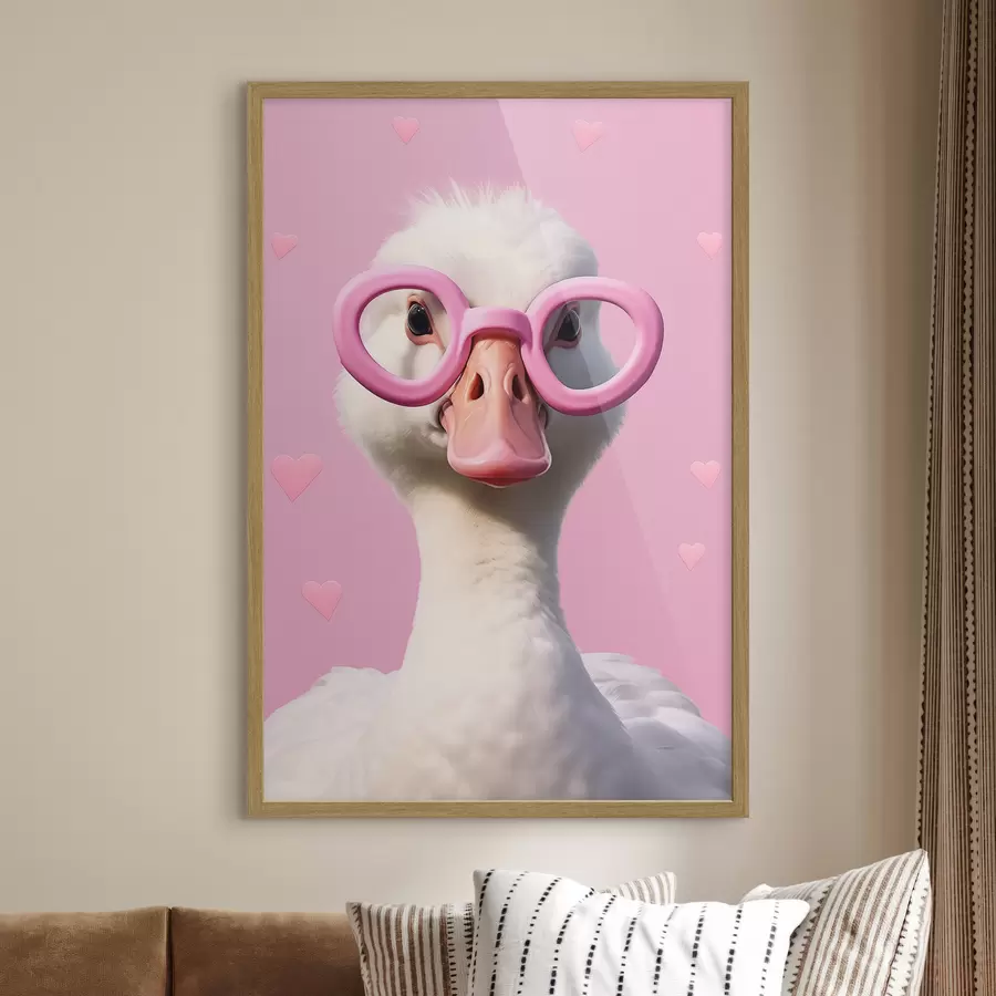 Fototapete Gans mit rosa Brille f42947