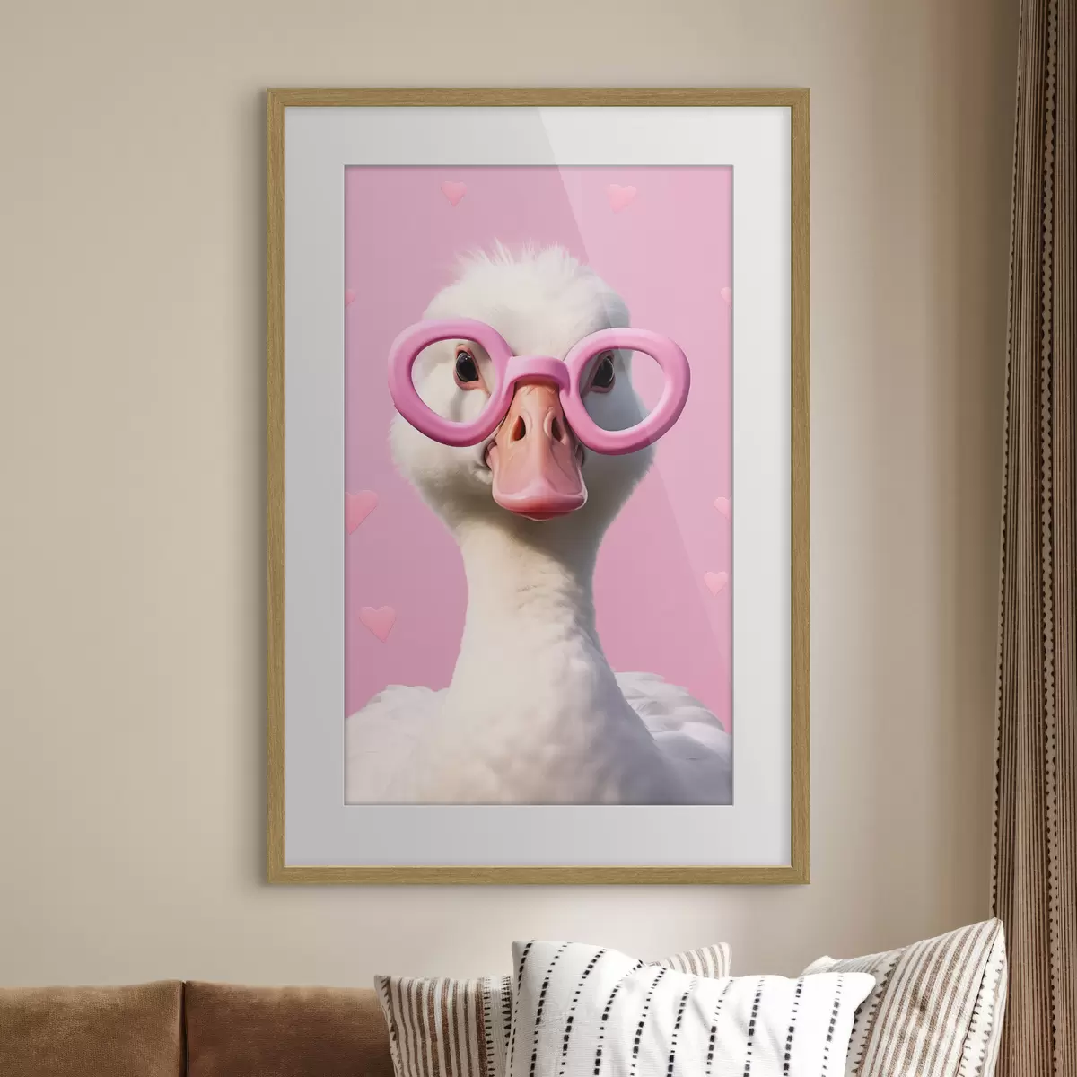 Poster Gans mit rosa Brille f42947