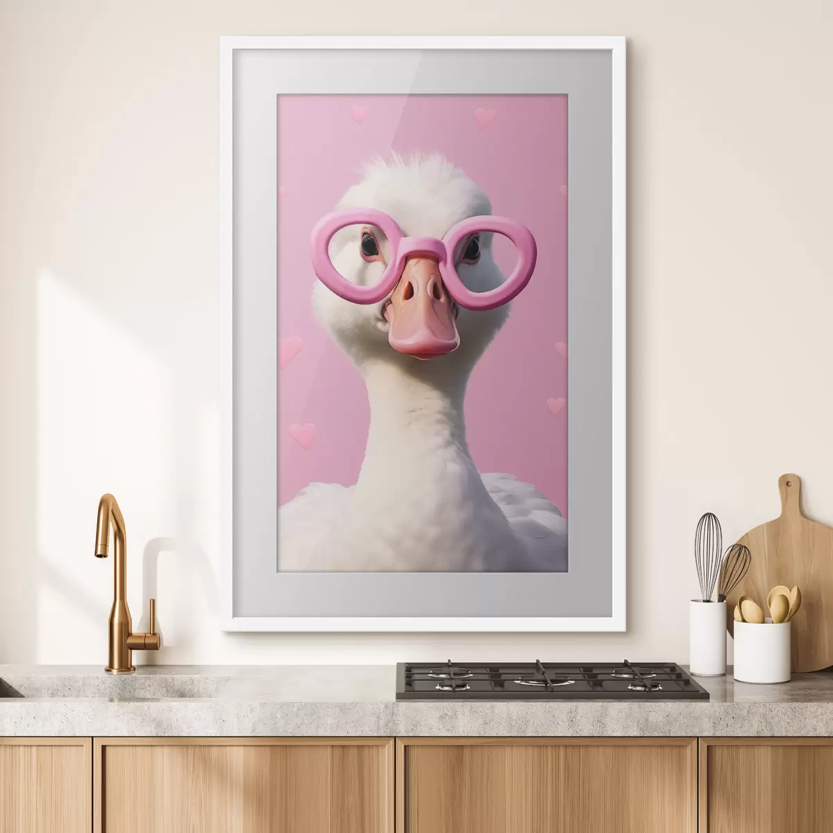 Poster Gans mit rosa Brille f42947