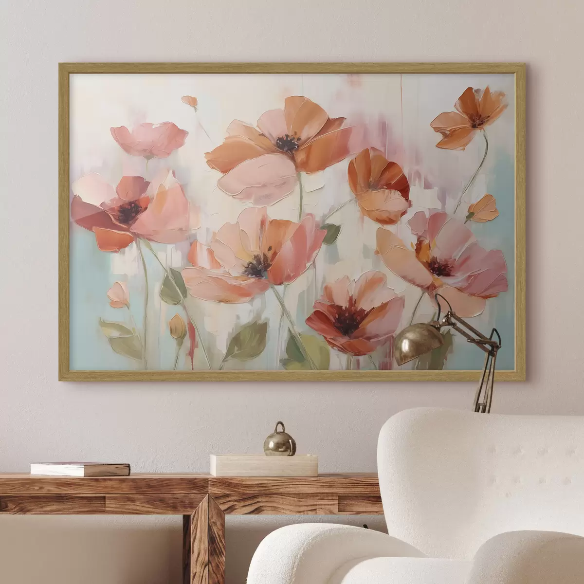 Poster Abstrakte Mohnblumen Nachahmung Malerei f42956