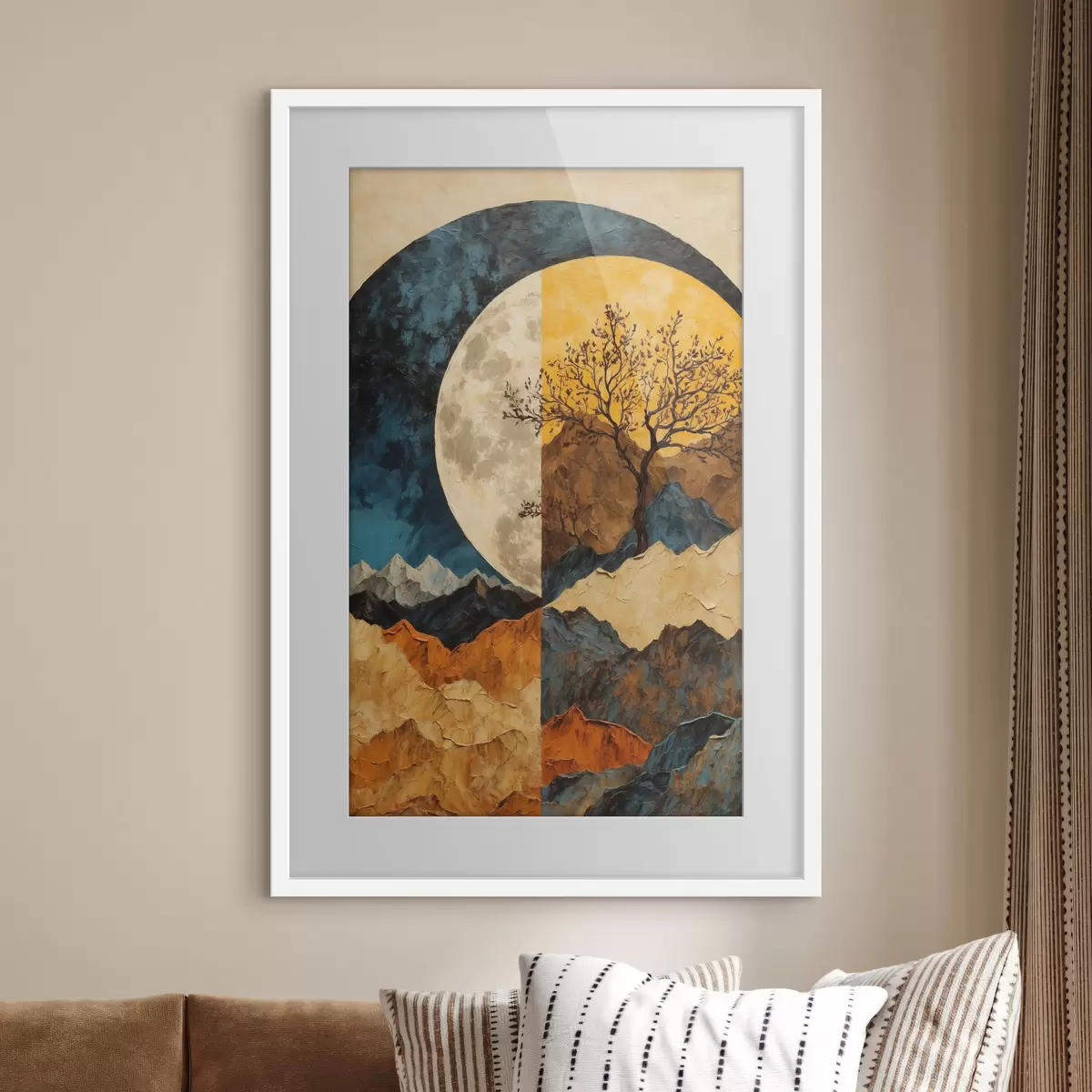 Poster Bernsteinmond über Hügeln f42770