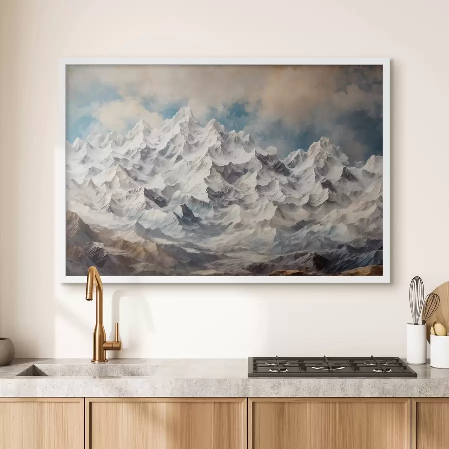 Fototapete Verschneite Berge im Stil der Acrylmalerei f42775