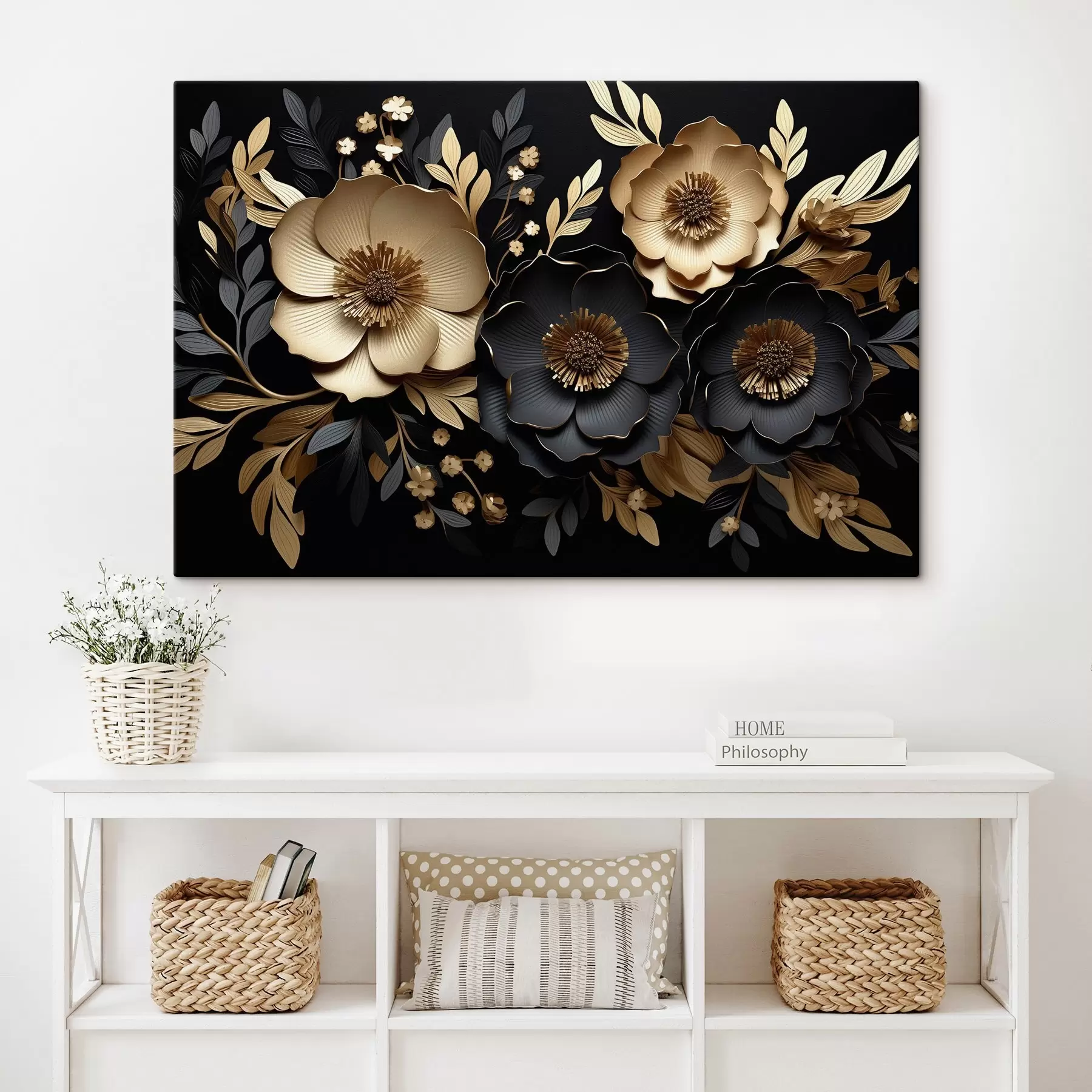 Fototapete Schöne Blumen auf dunklem Hintergrund s42968