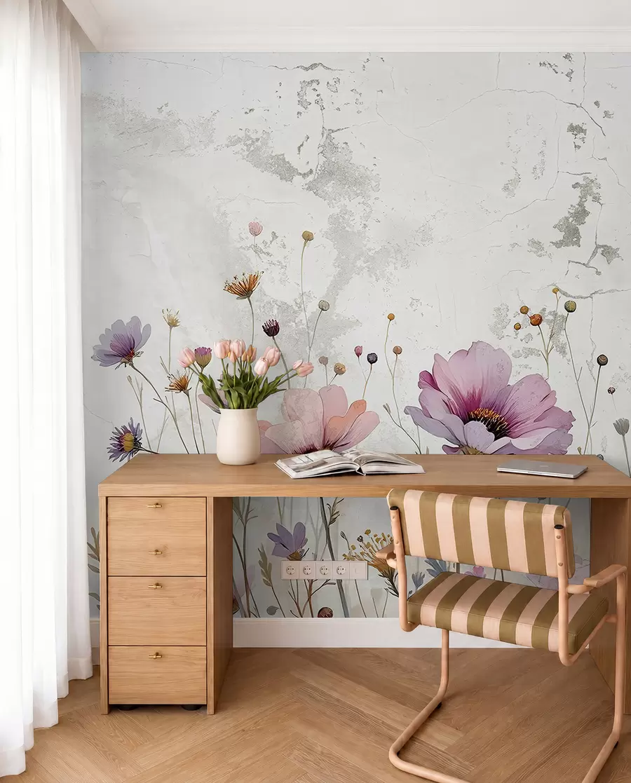 Fototapete Aquarellblumen im Grunge-Stil w03192