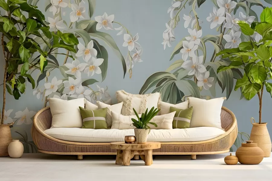 Fototapete Gezeichnete blühende Zweige w03204