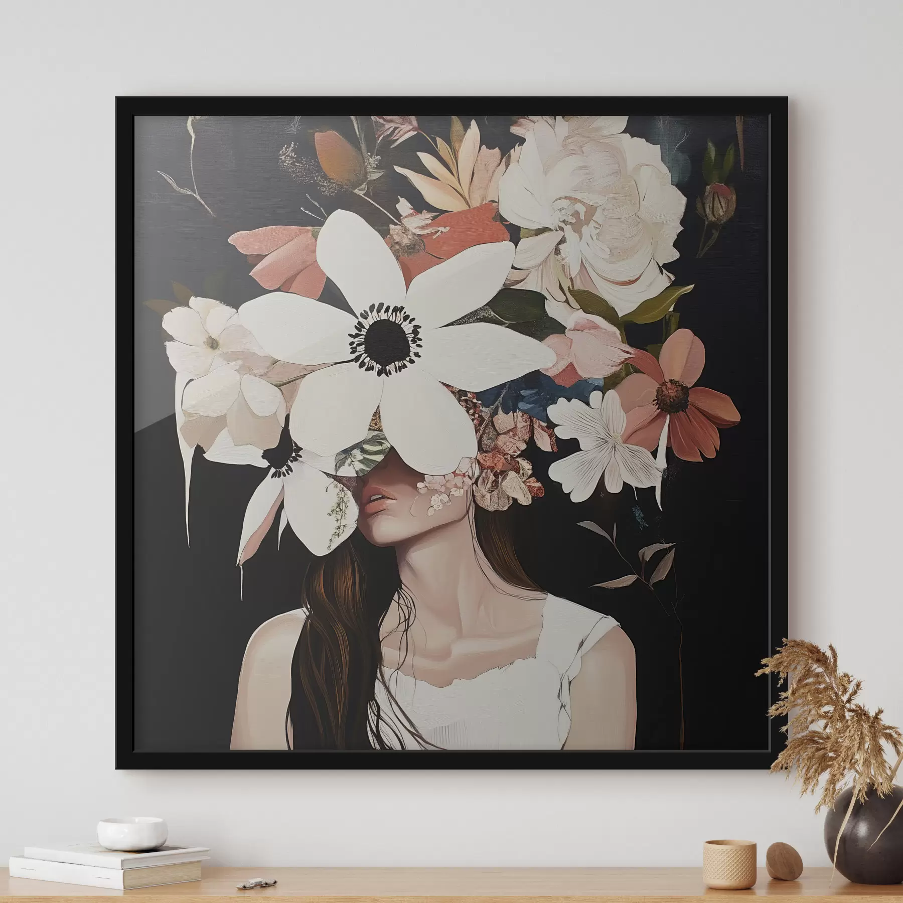 Fototapete Mädchen mit Blumen im Gesicht f42989