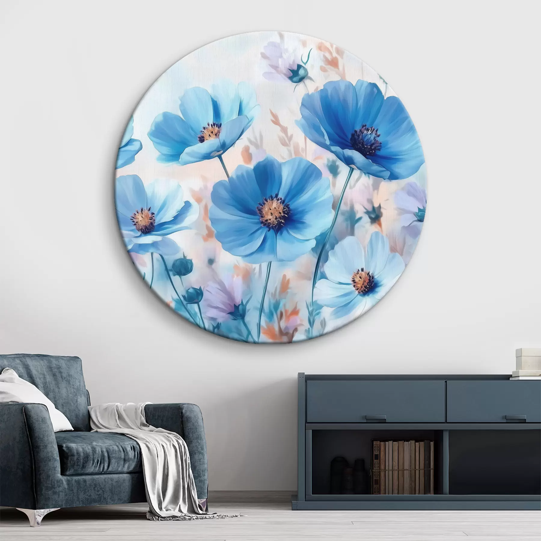 Fototapete Blaue Blumen auf blauem Hintergrund r42971