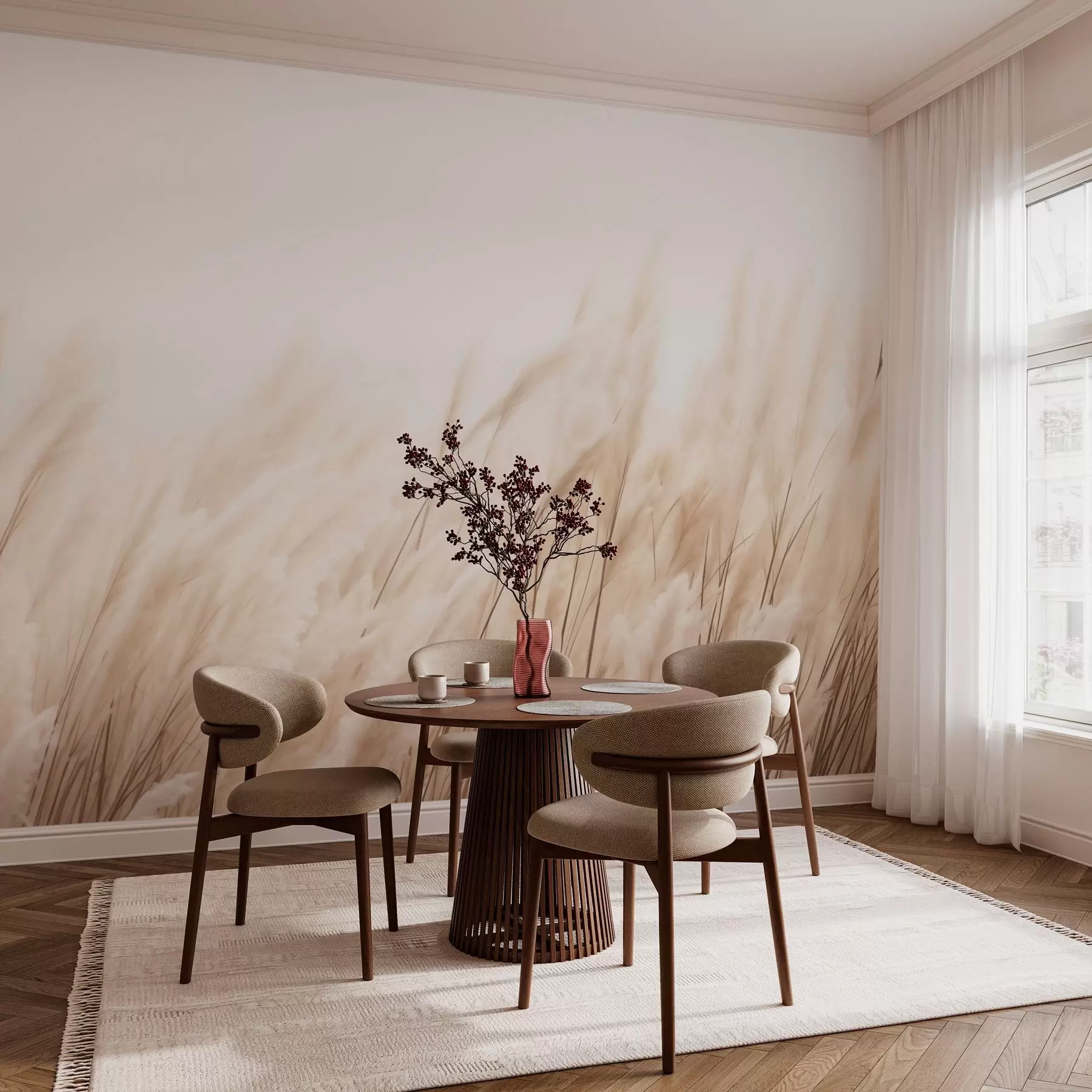 Fototapete Ährchen in pastelligen Beigetönen w03244