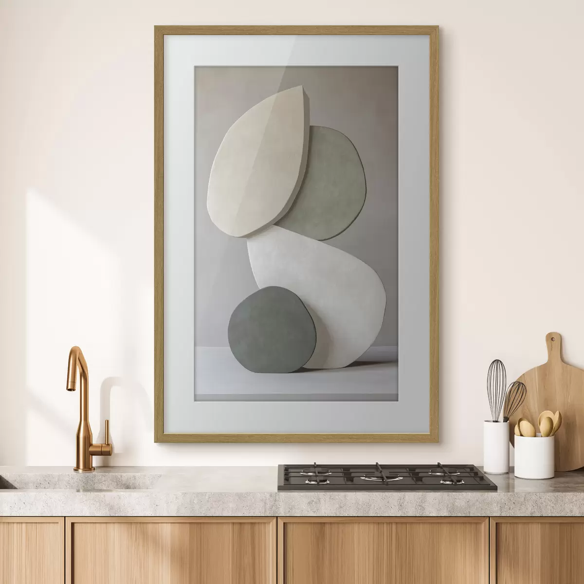 Poster Komposition mit Steinen, Realismus, Pastellfarben, natürliche Beleuchtung f43050