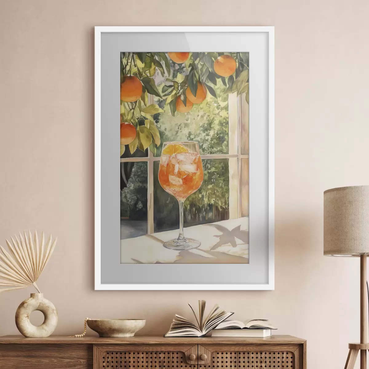 Poster Leckerer Cocktail mit Orangen, rustikaler Stil, Aquarell, Natur f43060